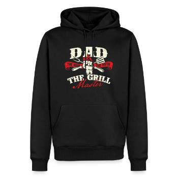 Papa L’Homme Le Mythe Le Maître du Grill - Cadeau BBQ - Sweat à capuche Premium bio Homme - noir - Devant - Nico (187cm)