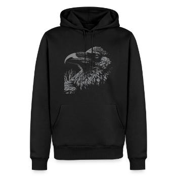Le dessin détaillé de l’encre du corbeau - Sweat à capuche Premium bio Homme - noir - Devant - Nico (187cm)