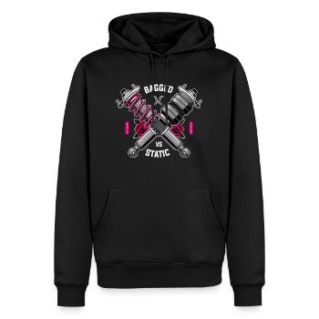 Bagged vs Static - Männer Premium Bio Hoodie - Schwarz - Vorne - Nico (187cm)