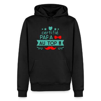 Certifié papa au top - Sweat à capuche Premium bio Homme - noir - Devant - Nico (187cm)