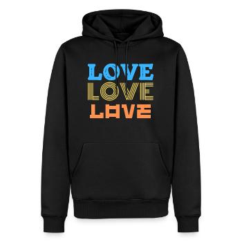 What is Love Love Love - Männer Premium Bio Hoodie - Schwarz - Vorne - Nico (187cm)