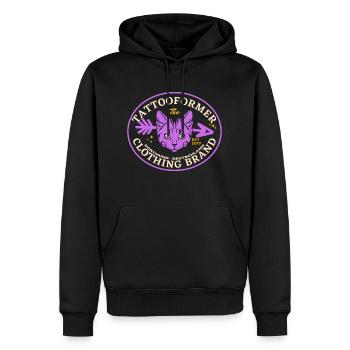 Violet Cat - Männer Premium Bio Hoodie - Schwarz - Vorne - Nico (187cm)