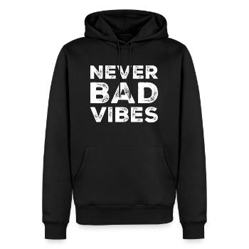 Good vibes - Men’s Premium Organic Hoodie - black - Front - Nico (187cm)