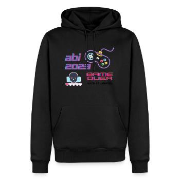 ABI 2023 Game Over - Nach 13 Jahren - Männer Premium Bio Hoodie - Schwarz - Vorne - Nico (187cm)