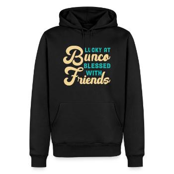 Bunco Beats Work Any Day - Men’s Premium Organic Hoodie - black - Front - Nico (187cm)