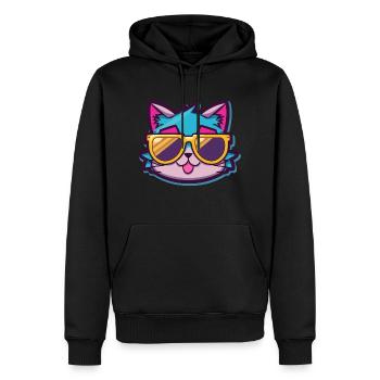 Cool cat with sunglasses - Men’s Premium Organic Hoodie - black - Front - Nico (187cm)