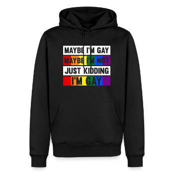 Peut-être que je suis gay - Sweat à capuche Premium bio Homme - noir - Devant - Nico (187cm)