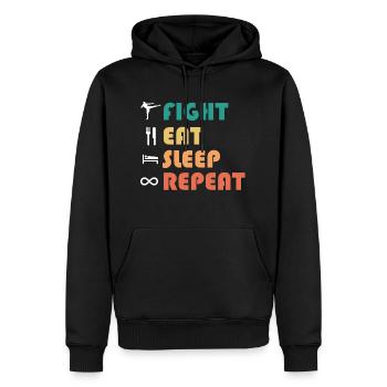 fight, eat, sleep, repeat, sport de combat - Sweat à capuche Premium bio Homme - noir - Devant - Nico (187cm)