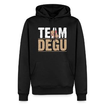 Team Degu - Männer Premium Bio Hoodie - Schwarz - Vorne - Nico (187cm)