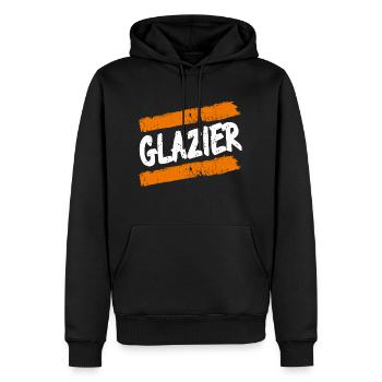Retro Vintage GLAZIER Glass Worker T-Shirt - Männer Premium Bio Hoodie - Schwarz - Vorne - Nico (187cm)