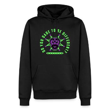 "Do You dare to be different?! - Männer Premium Bio Hoodie - Schwarz - Vorne - Nico (187cm)