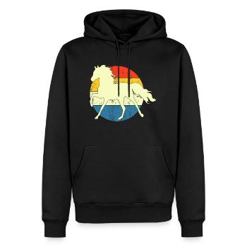 Vintage Retro Horse Sunset pour les amateurs de chevaux - Sweat à capuche Premium bio Homme - noir - Devant - Nico (187cm)