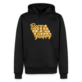 Bee Happy - Men’s Premium Organic Hoodie - black - Front - Nico (187cm)