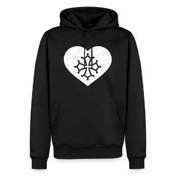 Okzitanien Occitanie Frankreich Herz Wappen - Männer Premium Bio Hoodie - Schwarz - Vorne - Nico (187cm)