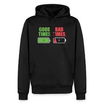 Full Battery Bad Battery - Männer Premium Bio Hoodie - Schwarz - Vorne - Nico (187cm)