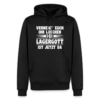 Lagergott Staplerfahrer Logistiker Lagerist Gabels - Männer Premium Bio Hoodie - Schwarz - Vorne - Nico (187cm)