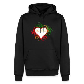 Bachata im Herzschmuck - Männer Premium Bio Hoodie - Schwarz - Vorne - Nico (187cm)