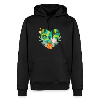 eco-friendly heart - Men’s Premium Organic Hoodie - black - Front - Nico (187cm)