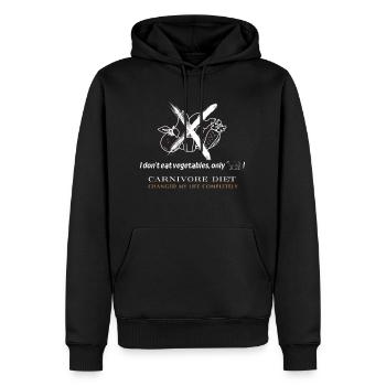 I don't eat vegetables, only beef! - Men’s Premium Organic Hoodie - black - Front - Nico (187cm)