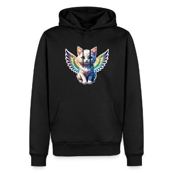 Cat with Wings - Men’s Premium Organic Hoodie - black - Front - Nico (187cm)