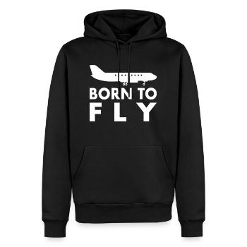 Avion Volant Né pour voler Dicton - Sweat à capuche Premium bio Homme - noir - Devant - Nico (187cm)