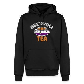 AsexuStyle: Asexuali-tea - Men’s Premium Organic Hoodie - black - Front - Nico (187cm)