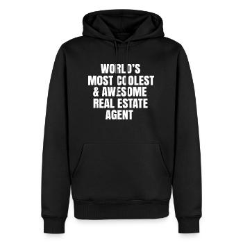 World's most coolest and awesome real estate agent - Men’s Premium Organic Hoodie - black - Front - Nico (187cm)