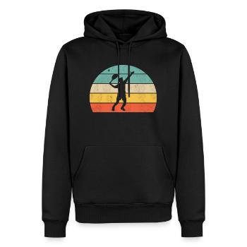 Joueur de tennis - Sweat à capuche Premium bio Homme - noir - Devant - Nico (187cm)