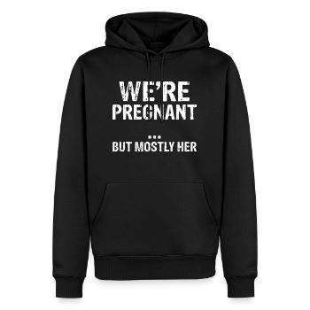 Wir sind schwanger, aber vor allem ihre lustige Schwangerschaft - Männer Premium Bio Hoodie - Schwarz - Vorne - Nico (187cm)
