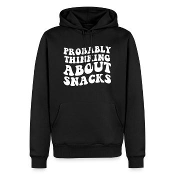 Retro Probably Thinking About Snacks funny eating - Sweat à capuche Premium bio Homme - noir - Devant - Nico (187cm)
