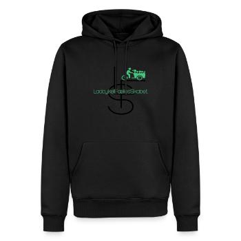 Communauté de vélos cargo LFS - Sweat à capuche Premium bio Homme - noir - Devant - Nico (187cm)