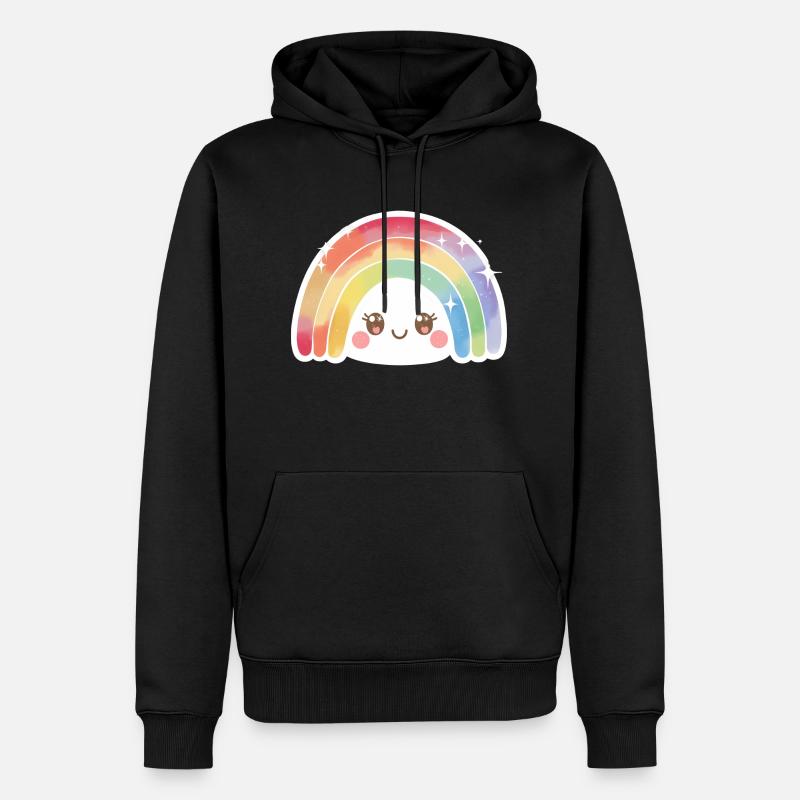 Kawaii Mignon Arc-en-ciel - Sweat à capuche Premium bio Homme - noir