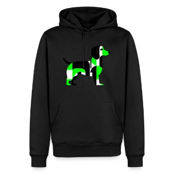 Minimalistische teckel - Mannen Premium Bio hoodie - zwart - Voor - Nico (187cm)