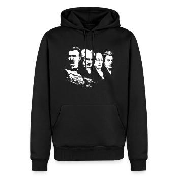 Quatre grands philosophes modernes - Sweat à capuche Premium bio Homme - noir - Devant - Nico (187cm)
