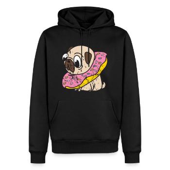 Retro Vintage Grunge Style Mops Donut Hund - Männer Premium Bio Hoodie - Schwarz - Vorne - Nico (187cm)