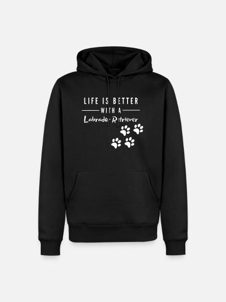 Life is better with a Labrador Retriever - Männer Premium Bio Hoodie - Schwarz