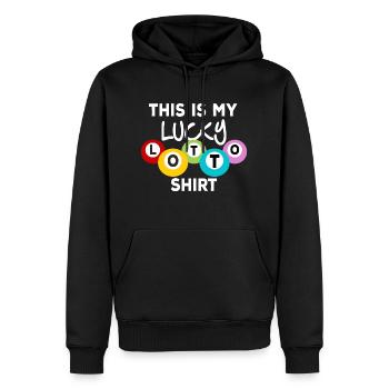 Drôle de lucky Lotto Shirt Cadeau - Sweat à capuche Premium bio Homme - noir - Devant - Nico (187cm)
