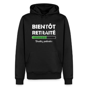 Bientôt retraité veuillez patienter - Sweat à capuche Premium bio Homme - noir - Devant - Nico (187cm)