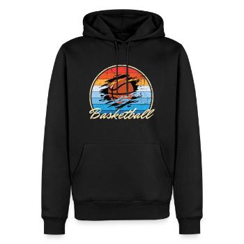 Basket-ball jouant au basket-ball cadeau vintage - Sweat à capuche Premium bio Homme - noir - Devant - Nico (187cm)