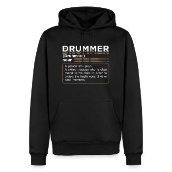 Définition du batteur Cadeau de batteur - Sweat à capuche Premium bio Homme - noir - Devant - Nico (187cm)