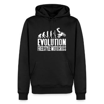 Drôle d’évolution du pilote de motocross freestyle - Sweat à capuche Premium bio Homme - noir - Devant - Nico (187cm)