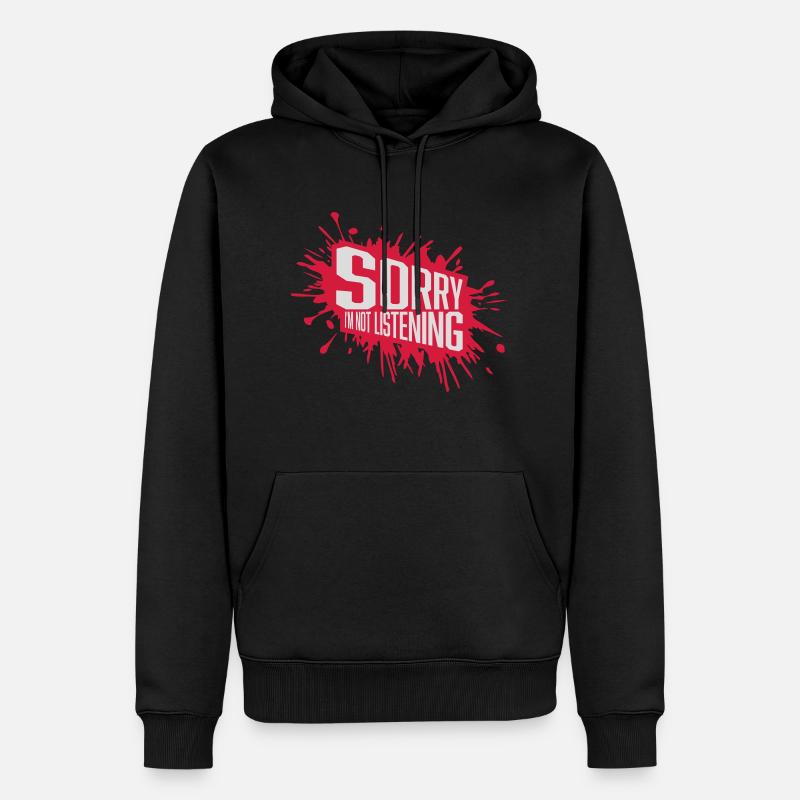 désolé de ne pas écouter - Sweat à capuche Premium bio Homme - noir