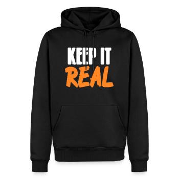 Keep It Real Cool Retro Hip Hop Designs T-Shirt - Männer Premium Bio Hoodie - Schwarz - Vorne - Nico (187cm)