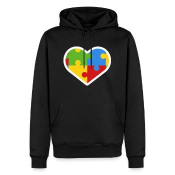 Autism Heart Inclusion Gift - Men’s Premium Organic Hoodie - black - Front - Nico (187cm)