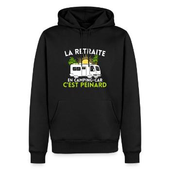 Camping car retraite Cadeau Humour - Sweat à capuche Premium bio Homme - noir - Devant - Nico (187cm)