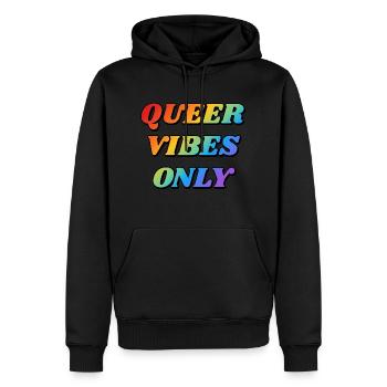 Queer Vibes Nur Regenbogenfarben - Männer Premium Bio Hoodie - Schwarz - Vorne - Nico (187cm)