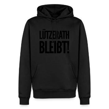 Lützerath bleibt - Männer Premium Bio Hoodie - Schwarz - Vorne - Nico (187cm)