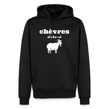 chèvres d'abord - Sweat à capuche Premium bio Homme - noir - Devant - Nico (187cm)