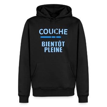 Couche bientôt pleine - Sweat à capuche Premium bio Homme - noir - Devant - Nico (187cm)