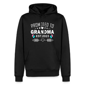 Promoted to Grandma Established 2023 - Men’s Premium Organic Hoodie - black - Front - Nico (187cm)